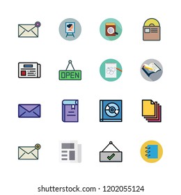 cover icon set. vector set about newspaper, compact disc, envelope and canvas icons set.