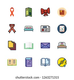 cover icon set. vector set about compact disc, ribbon, pamphlet and bed icons set.