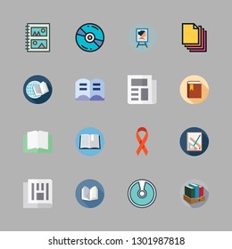 cover icon set. vector set about notebook, album, open book and blank page icons set.