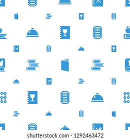 cover icons pattern seamless white background. Included editable filled menu, book, dish, electric circuit, apple on book icons. cover icons for web and mobile.