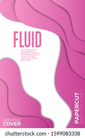 Cover Illustration multi layers 3D color purple  texture vector background. concept design or flowing liquid illustration for website template. Smooth origami art shape paper cut