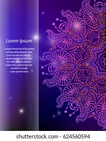 Cover with Indian ornament. Dark blue for the menu
