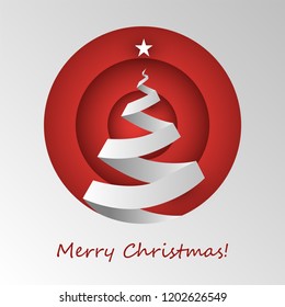 Cover, Invitation, Poster, Banner, Flyer, Placard Design with Christmas Composition in Paper Cut Style - Vector Illustration