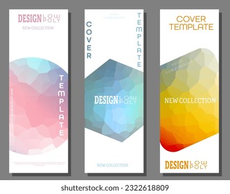 Diseño de portada con fondo poligonal de color. Plantilla de diseño para afiches, pancartas, interiores e ideas creativas