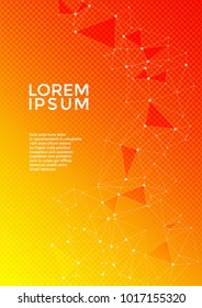 Cover layout design. Global network connection geometric grid. Interlinked nodes, molecular, social media, web or  big data cloud structure concept. Network nodes information technology concept.