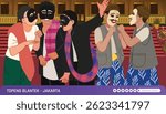 Cover layout idea with Indonesia Jakarta betawi topeng blantek Illustration