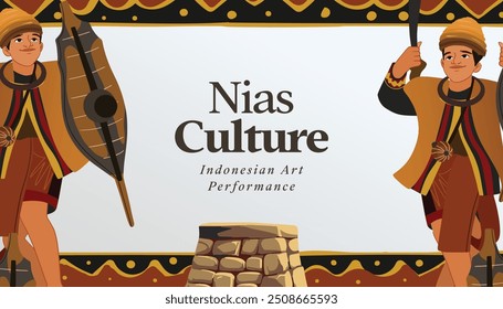 Cover layout idea with Indonesia Nias Sumatera dancer Illustration