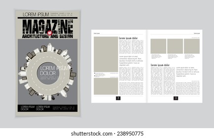 Cover and layout of magazine. Vector