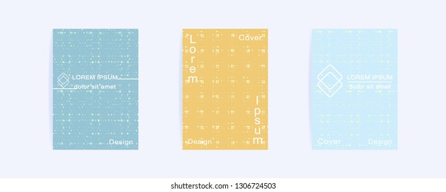 Cover layouts design with halftone dots. Mock up Cover Template for brochures, presentation, book, notebook, booklet, flyer, report, poster, album, magazine. Abstract geometric background. Soft colors