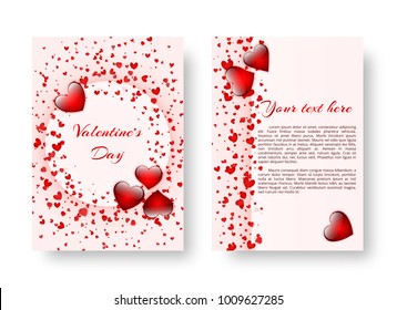 Cover of leaflets for the day of the holy valentine with flaming red hearts. Vector illustration