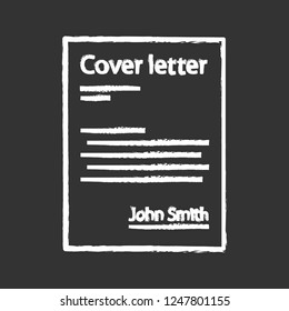 Cover letter chalk icon. Job application. Introduction letter. Document. Isolated vector chalkboard illustration