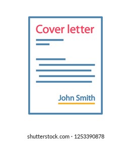 Cover letter color icon. Job application. Introduction letter. Document. Isolated vector illustration