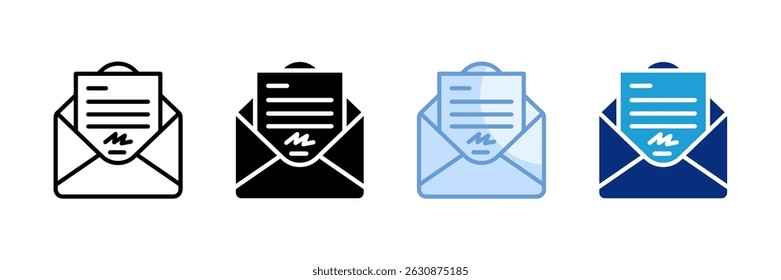 Cover Letter Icon Set Multiple Style Collection