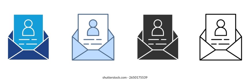 Cover Letter Icon Set Multiple Style Collection