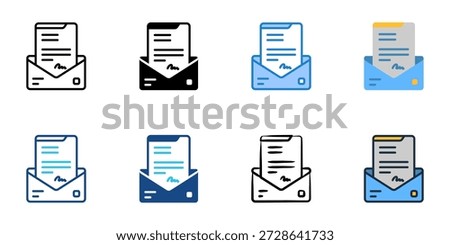 Cover letter icons set multiple style collection. Editable stroke 
