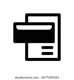 Carta de presentación. Icono de Vector de trazo delineado con detalles rellenos de negro.