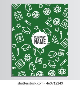 Cover Of Magazine with back to school pattern. Back to school branding background