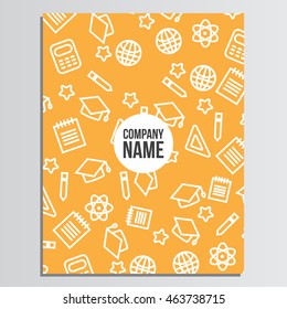 Cover Of Magazine with back to school pattern. Back to school branding background