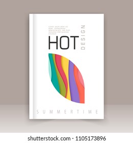 Cover magazine design with colored geometric elements.