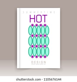 Cover magazine design with colored geometric elements.	
