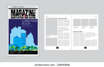 Cover and magazine layout. Vector 