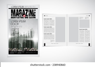 Cover and magazine layout. Vector 