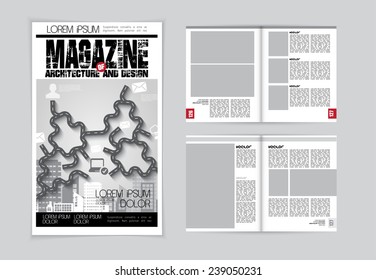 Cover and magazine layout. Vector 