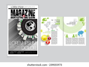 Deckblatt und Magazinlayout. Vektorgrafik 