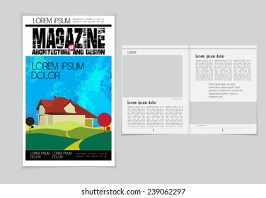 Cover and magazine layout. Vector 