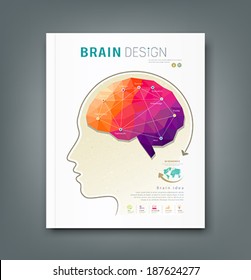 Cover Magazine skull and brain for business design background, vector illustration