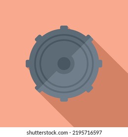 Vector plano del icono de la tapa de la boca de inspección. Camino de la ciudad. Círculo metálico
