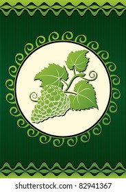 Cover menu. Bunch of grapes and leaves - template for menu, wine card or labels