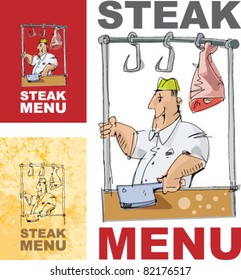 cover for menu with butcher