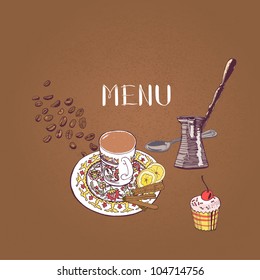 Cover the menu card or banner on the subject of coffee. Font look at my portfolio.
