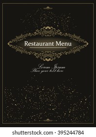 Cover for menu design with retro frame. Vintage style. Vector elements.Textured background.