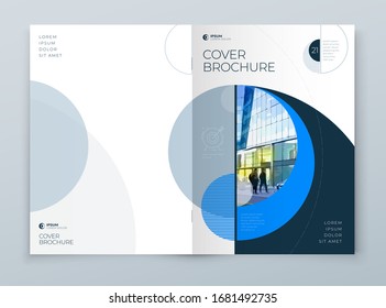 Cover with minimal blue geometric design. Modern abstract background for Brochure, Placard, Report, Poster, Flyer, Banner etc. Eps10 vector template.