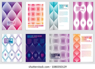Cover with minimal designs. Web, commerce or events vector graphic design templates set. Vector geometric patterns used in modern designs. Minimalistic brochure designs. A4 print format.