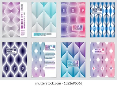 Cover with minimal designs. Web, commerce or events vector graphic design templates set. Vector geometric patterns used in modern designs. Minimalistic brochure designs. A4 print format.