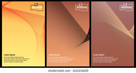 Cover minimalist design template set. Abstract cover. Positive design template. Creative backgrounds with abstract gradient linear waves to create a fashionable banner, poster.