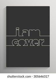 I am cover, modern minimalistic linear cover, light lines on dark background
