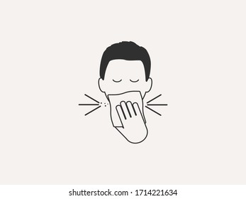 Cover mouth icon. Vector illustration, flat design.