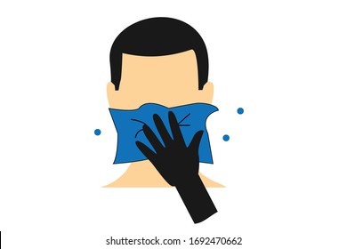Cover Mouth while sneezing icon vector on white background 