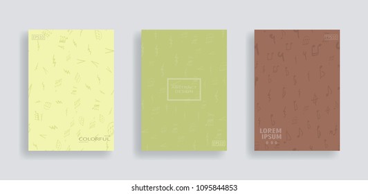 cover with music notes textured, vector set background