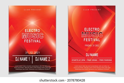 Cover music poster flyer design template background with layout colorful on dark blue glitters style. Light electro vector for event festival concert, dancing, disco, night club invitation