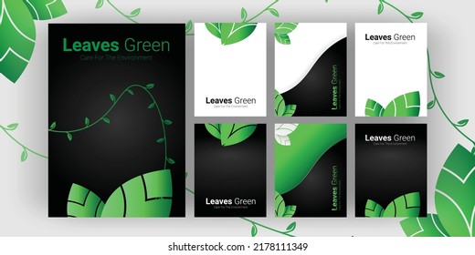 Cover Name Card Design, Card Business, Name tag Card Design, Leaves Green Company Business, care for the environment