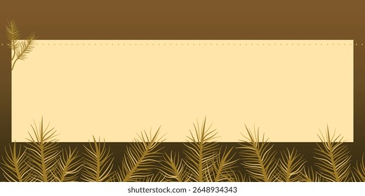 Cover nature botanical, banner dark brown border, beautiful art forest, Flat illustration