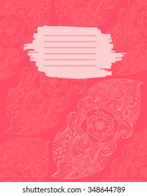 Cover for notebook with abstract art, hand drawing, vector illustration. Can be used as notepad cover, invitation card, envelope