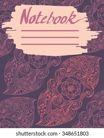 Cover for notebook with abstract art, hand drawing, vector illustration. Can be used as notepad cover, invitation card, envelope