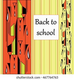 Cover for notebook with abstract pattern of decorative graphic pencils on orange and yellow background