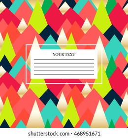 Cover for notebook. Abstract seamless background with color Triangles. Circus pattern. Vector illustration